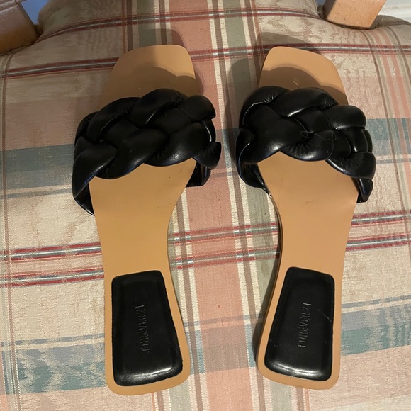 Shoes - Women's Black Braided Slide Sandals